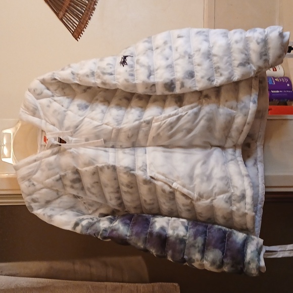 Insulated,Nike Stussy, Women's Blue and White Puffer Pull Over Jacket Sz.L - Picture 4 of 15